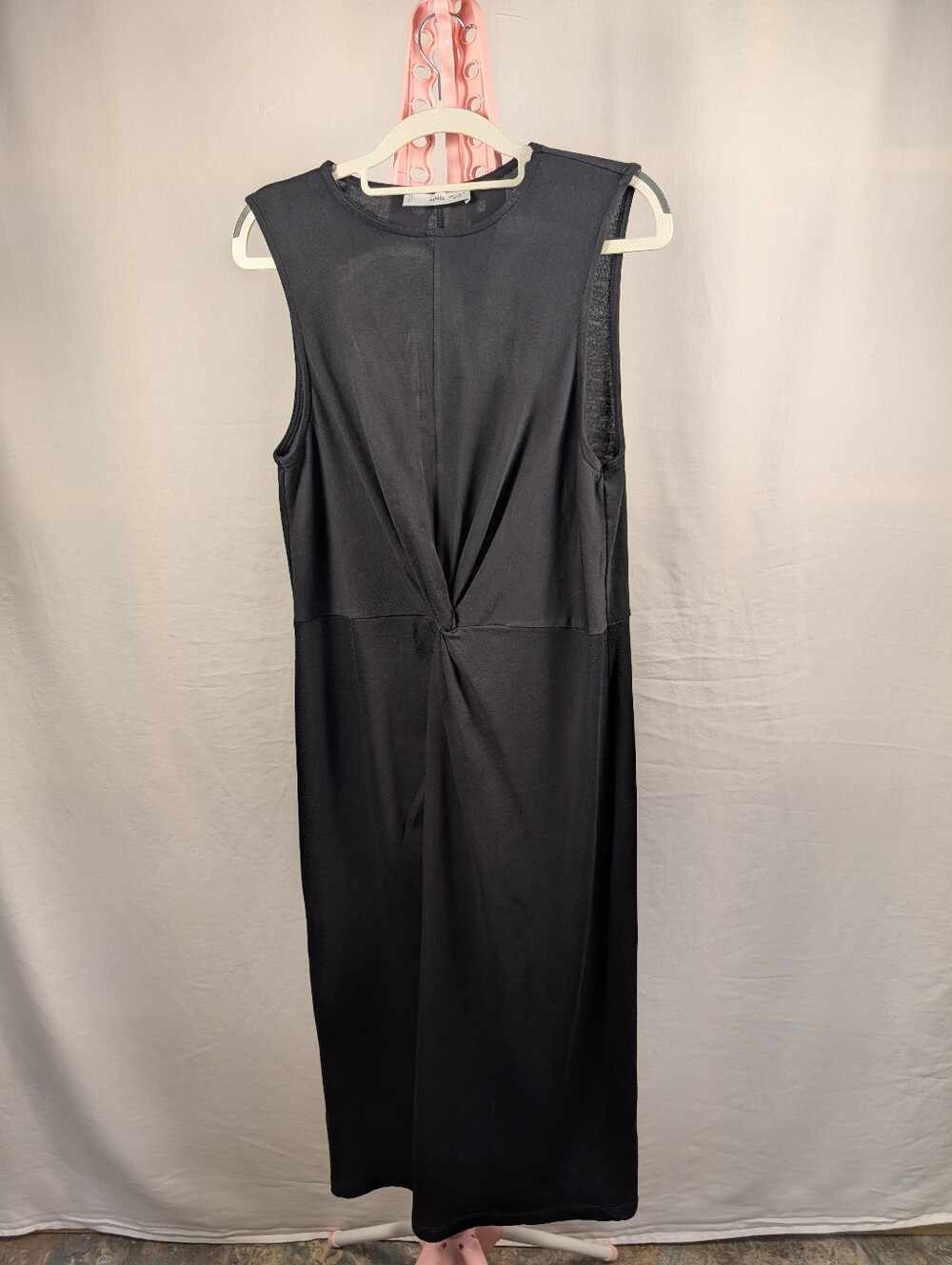 MNG Mango Black Twist Front Midi Dress Size XL US 10